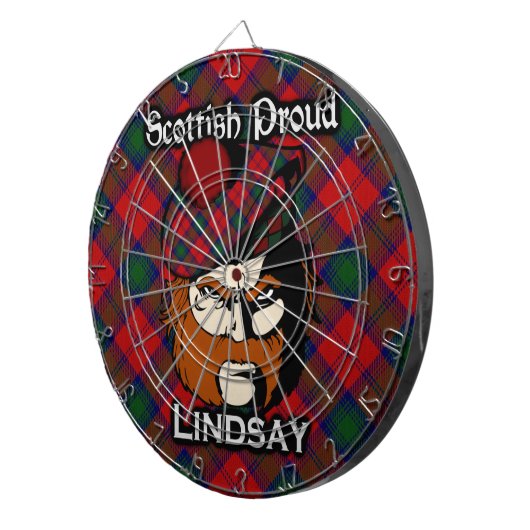 Scottish Clan Lindsay Tartan Dartboard Dartbord (Voorkant Rechts)