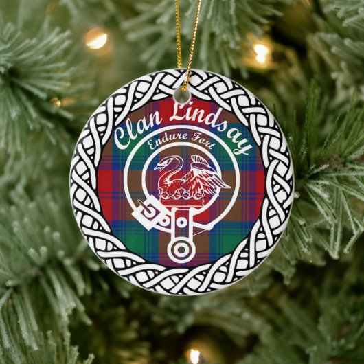 Scottish Clan Lindsay Tartan en Crest Keramisch Ornament (Boom)