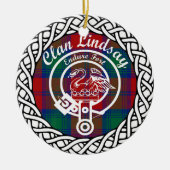 Scottish Clan Lindsay Tartan en Crest Keramisch Ornament (Voorkant)