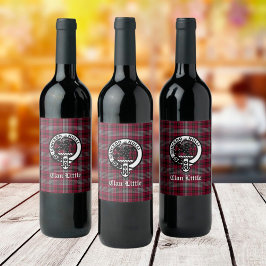 Scottish Clan Little Crest Badge and Tartan Custom Wijn Etiket