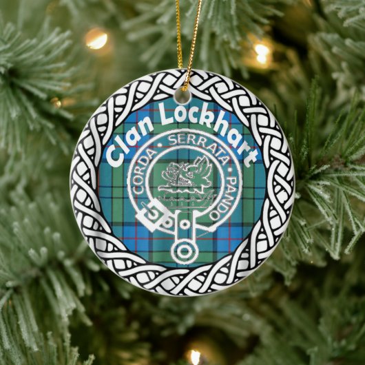 Scottish Clan Lockhart Tartan en Crest Keramisch Ornament (Boom)