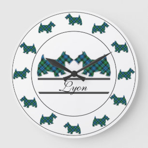 Scottish Clan Lyon Tartan Pset Scottie Dogs Grote Klok