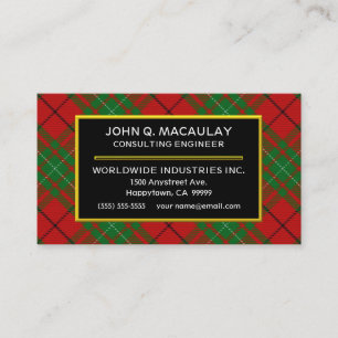 Scottish Clan MacAulay Tartan Pset Visitekaartje