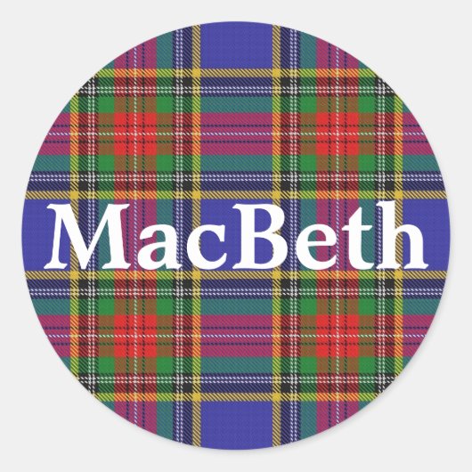 Scottish Clan MacBeth Tartan Pset Ronde Sticker (Voorkant)