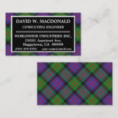 Scottish Clan MacDonald Donald Tartan Pset Visitekaartje (Voorkant / Achterkant)
