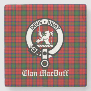 Scottish Clan MacDuff Tartan en Crest Badge  Stenen Onderzetter