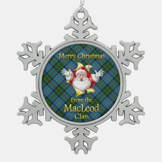 Scottish Clan MacLeod kerstversiering Tin Sneeuwvlok Ornament (Voorkant)