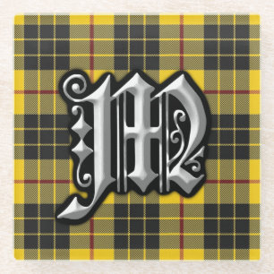 Scottish Clan MacLeod Letter M Monogram Tartan Glazen Onderzetter