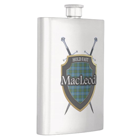 Scottish Clan MacLeod Tartan Shield en Swords Heupfles (Rechts)