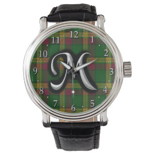 Scottish Clan MacMillan Letter M Monogram Tartan Horloge