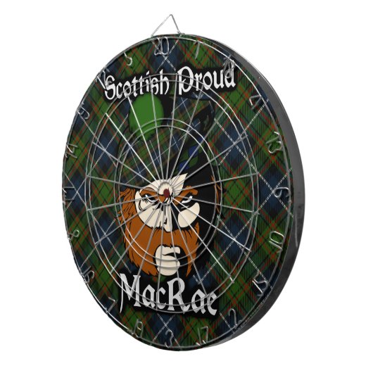 Scottish Clan MacRae Tartan Dartboard Dartbord (Voorkant Rechts)