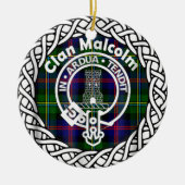 Scottish Clan Malcolm Tartan en Crest Keramisch Ornament (Voorkant)