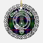 Scottish Clan Malcolm Tartan en Crest Keramisch Ornament (Achterkant)