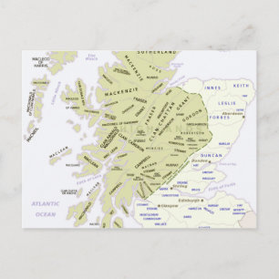Scottish Clan Map of Scotland Briefkaart