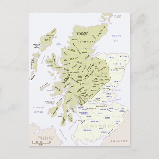 Scottish Clan Map of Scotland Briefkaart (Voorkant)