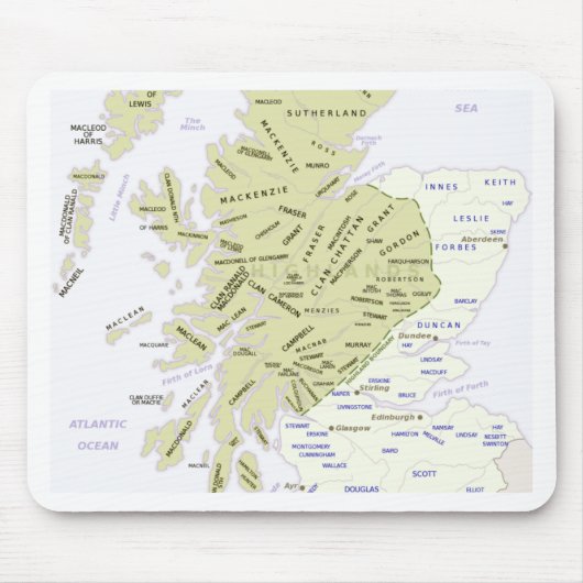 Scottish Clan Map of Scotland Muismat (Voorkant)