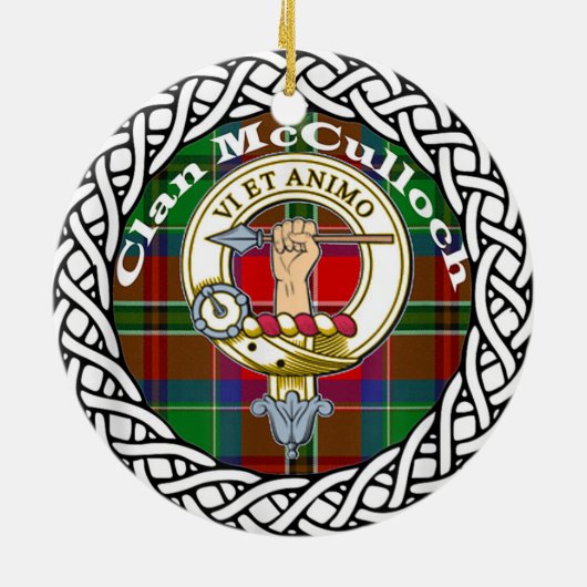 Scottish Clan McCulloch Tartan en Crest Keramisch Ornament (Achterkant)