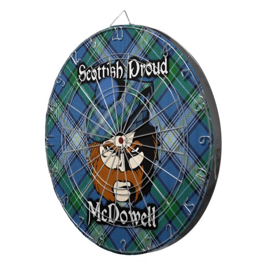 Scottish Clan McDowell Tartan Dartboard Dartbord (Voorkant Rechts)