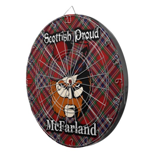 Scottish Clan McFarland Tartan Dartboard Dartbord (Voorkant Rechts)