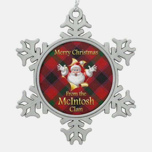 Scottish Clan McIntosh Kerstannament Tin Sneeuwvlok Ornament (Voorkant)
