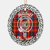 Scottish Clan Mitchell Tartan en Crest Keramisch Ornament (Links)
