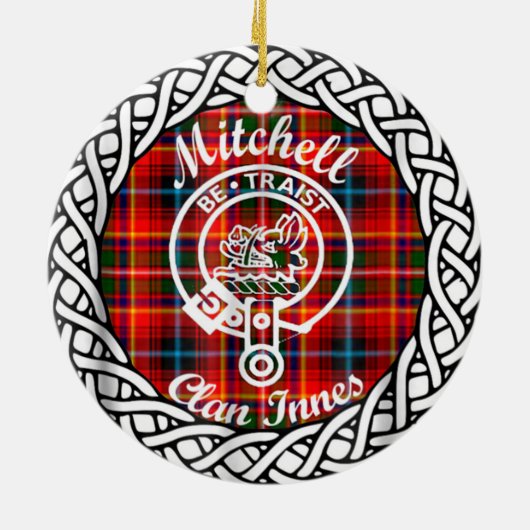 Scottish Clan Mitchell Tartan en Crest Keramisch Ornament (Achterkant)