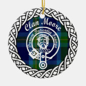 Scottish Clan Moore Tartan en Crest Keramisch Ornament (Voorkant)
