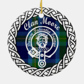 Scottish Clan Moore Tartan en Crest Keramisch Ornament (Achterkant)