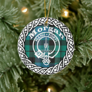 Scottish Clan Morgan Tartan en Crest Keramisch Ornament