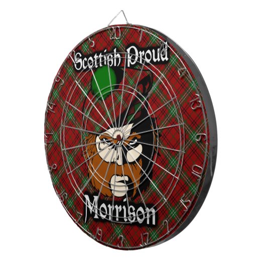 Scottish Clan Morrison Tartan Dartboard Dartbord (Voorkant Rechts)