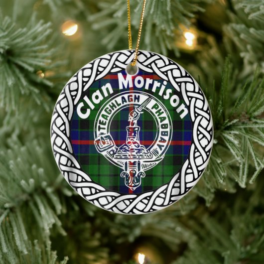 Scottish Clan Morrison Tartan en Crest Keramisch Ornament (Boom)