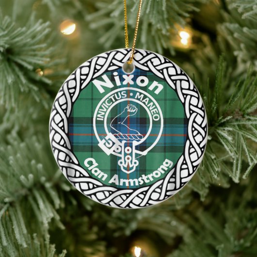 Scottish Clan Nixon Tartan en Crest Keramisch Ornament (Boom)