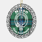 Scottish Clan Nixon Tartan en Crest Keramisch Ornament (Links)