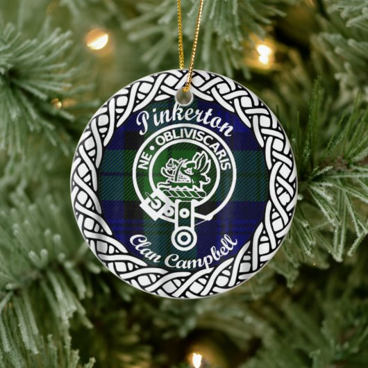 Scottish Clan Pinkerton Tartan en Crest Keramisch Ornament (Boom)