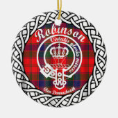 Scottish Clan Robinson Tartan en Crest Keramisch Ornament (Voorkant)