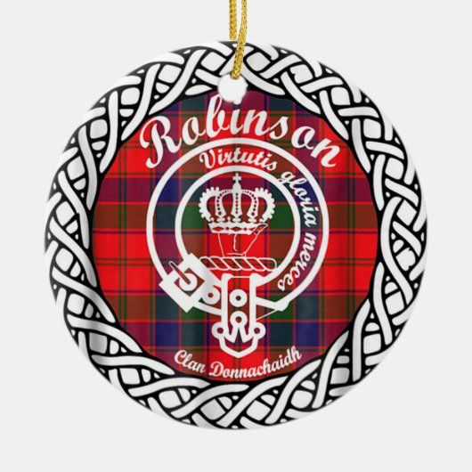 Scottish Clan Robinson Tartan en Crest Keramisch Ornament (Voorkant)