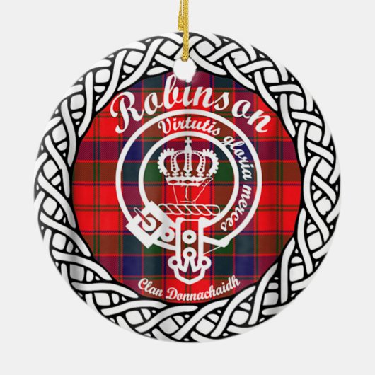 Scottish Clan Robinson Tartan en Crest Keramisch Ornament (Achterkant)