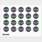 Scottish Clan Russell Tartan Pset Ronde Sticker (Vel)