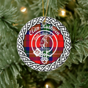 Scottish Clan Ruthven Tartan en Crest Keramisch Ornament