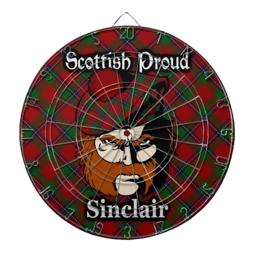 Scottish Clan Sinclair Tartan Dartboard Dartbord (Voorkant)