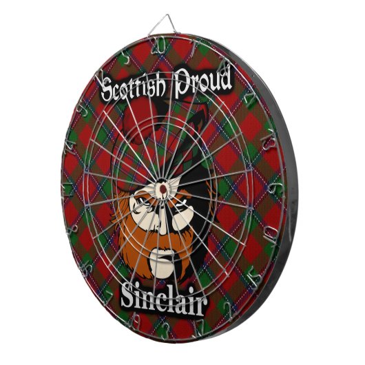 Scottish Clan Sinclair Tartan Dartboard Dartbord (Voorkant Rechts)