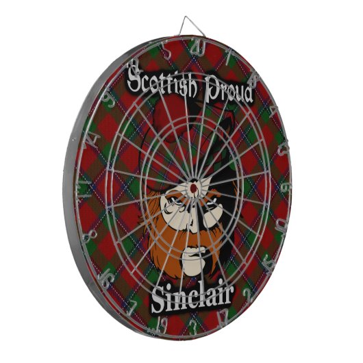 Scottish Clan Sinclair Tartan Dartboard Dartbord (Voorkant Links)