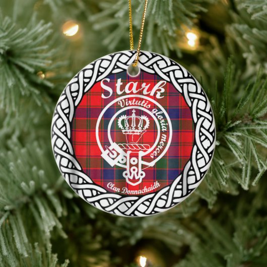 Scottish Clan Stark Tartan en Crest Keramisch Ornament (Boom)