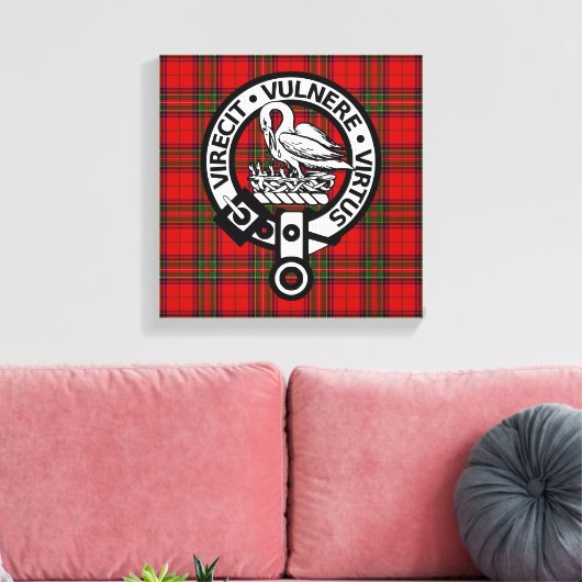 Scottish Clan Stuart Tartan en Crest Canvas Afdruk (Insitu (Woonkamer))
