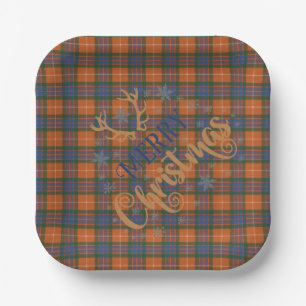 Scottish Clan Tartan Fraser Red A Merry Kerstmis Papieren Bordje