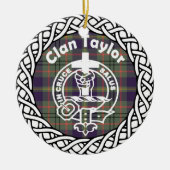 Scottish Clan Taylor Tartan en Crest Keramisch Ornament (Voorkant)