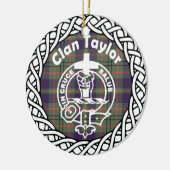Scottish Clan Taylor Tartan en Crest Keramisch Ornament (Links)