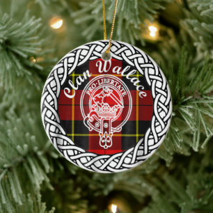Scottish Clan Wallace Tartan en Crest Keramisch Ornament