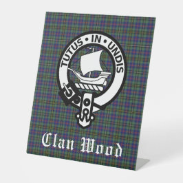 Scottish Clan Wood Crest & Tartan Reclamebord Met Voetstuk