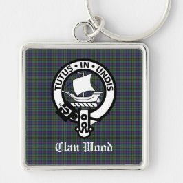 Scottish Clan Wood Crest & Tartan Sleutelhanger